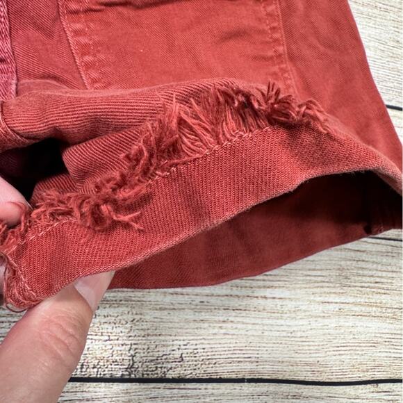 PAIGE Rust Red Orange Jimmy Jimmy Jean Shorts Cuffed Hem Raw Hem Women's 23 - Picture 10 of 11